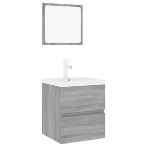 vidaXL Set di Mobili da Bagno Grigio Sonoma in Legno Multistrato