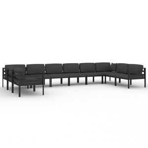 vidaXL Set Divani da Giardino 10 pz con Cuscini in Alluminio Antracite