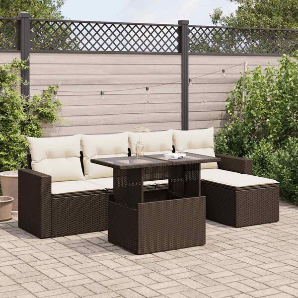 vidaXL Set Divano da Giardino 6 pz con Cuscini Marrone in Polyrattan