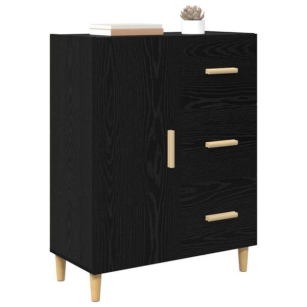 vidaXL Credenza Rovere nero 34 x 69.5 x 90 cm Legno multistrato
