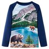 vidaXL Maglietta Bambini Maniche Lunghe Blu Marino 116