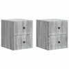 vidaXL Mobiletto da notte a muro 2 pz Grigio Sonoma 33 x 34,5 x 40 cm