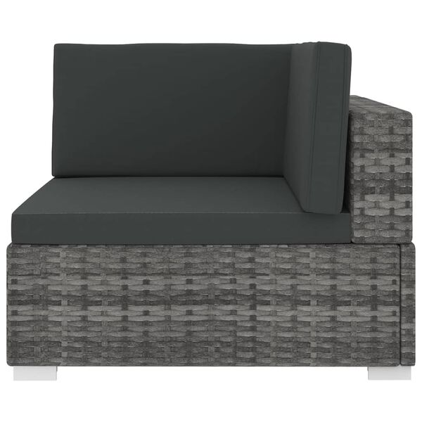 vidaXL Poltrona Modulare ad Angolo 1 pz con Cuscini Polyrattan Grigio