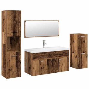 vidaXL Set Mobili da Bagno 5 pz Legno Antico in Legno Multistrato
