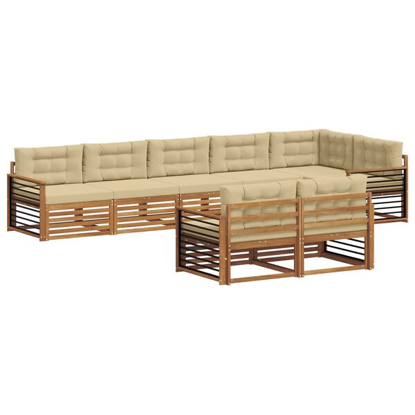 vidaXL Set di divani da esterno con cuscino 8 pcs Naturale e Beige