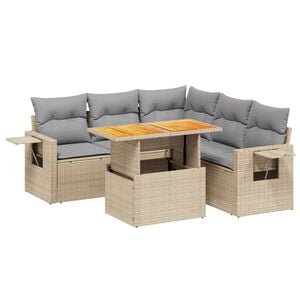 vidaXL Set Divano da Giardino 6 pz con Cuscini Beige in Polyrattan