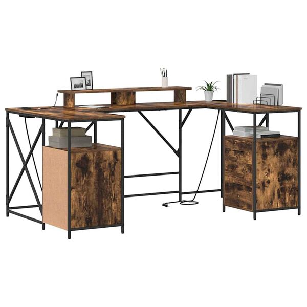 vidaXL Scrivania Rovere fumé 182 x 101 x 87,5 cm Legno multistrato