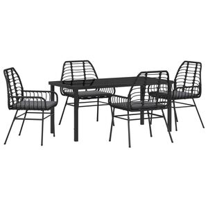 vidaXL Set da Pranzo per Giardino 5 pcs Nero polyrattan