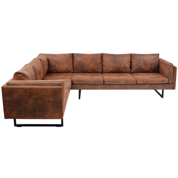 vidaXL Divano Angolare in Stoffa Marrone