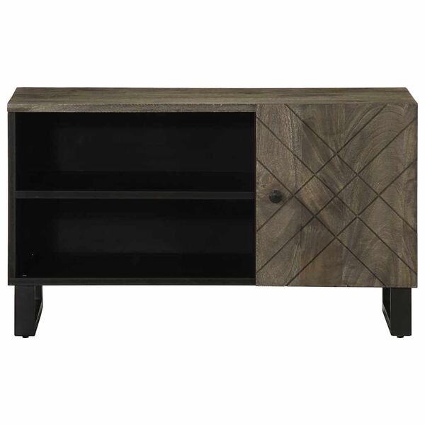 vidaXL Mobile Porta TV Nero 80x33x46 cm in Legno Massello di Mango