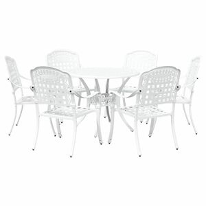 vidaXL Set da Pranzo per Giardino 7 pcs Bianco Alluminio