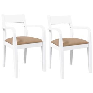 vidaXL Sedie da Pranzo con Cuscini 2 pz Bianco Legno Massello di Hevea