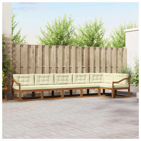 vidaXL Set di divani da esterno con cuscino 6 pcs Naturale e Crema