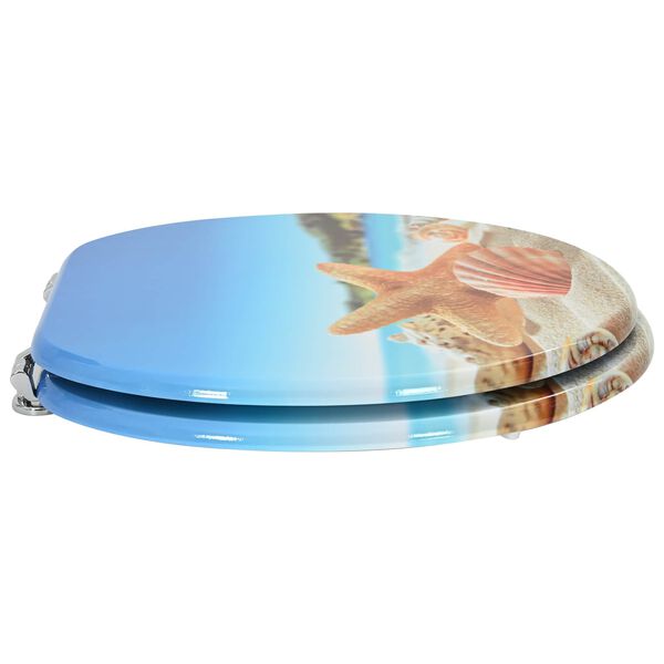 vidaXL Sedile del WC Blu Chiaro 44 x 38 cm Pannello MDF