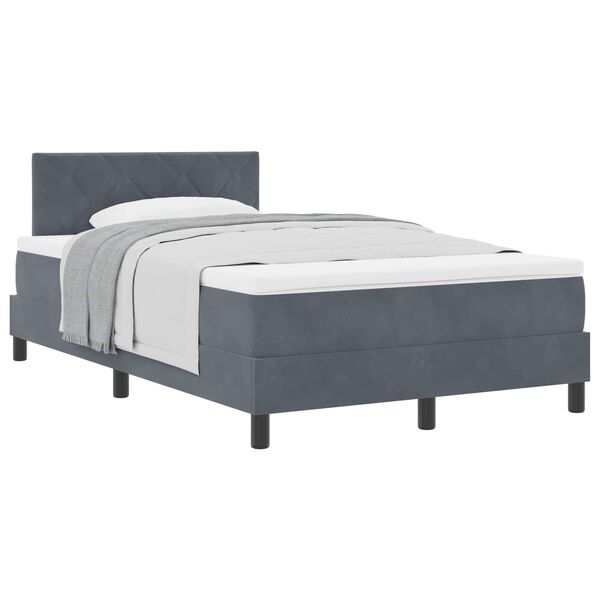 vidaXL Letto a molle con materasso Grigio scuro 120 x 200 cm Velluto