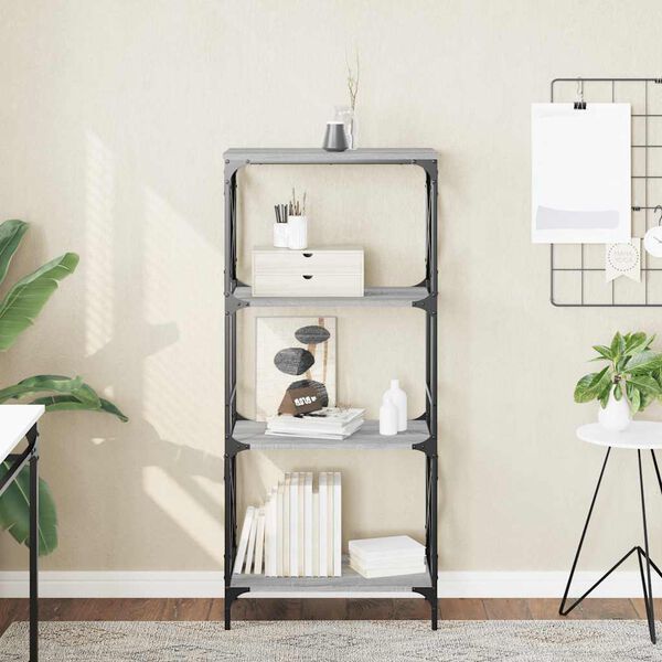 vidaXL Libreria 4 Ripiani Grigio Sonoma 59x35x132cm Legno Multistrato