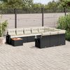 vidaXL Set Divani da Giardino 11 pz con Cuscini in Polyrattan Nero