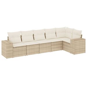 vidaXL Set Divano da Giardino 6 pz con Cuscini Beige in Polyrattan