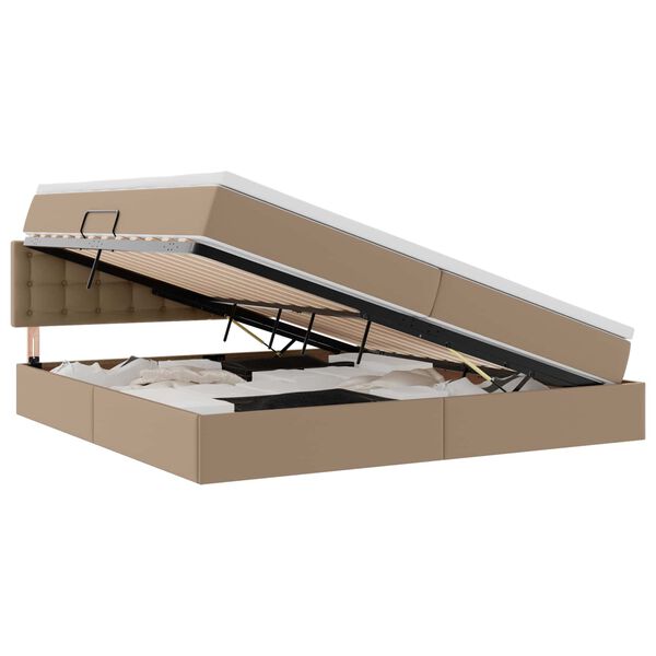 vidaXL Letto con contenitore e materasso Cappuccino 200 x 200 cm