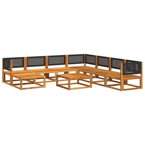 vidaXL Set di divani da giardino 9 pezzi con cuscini in legno di acacia e rattan