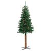 vidaXL Albero di Natale Sottile con Legno Vero e Pigne Verde 210cm PVC