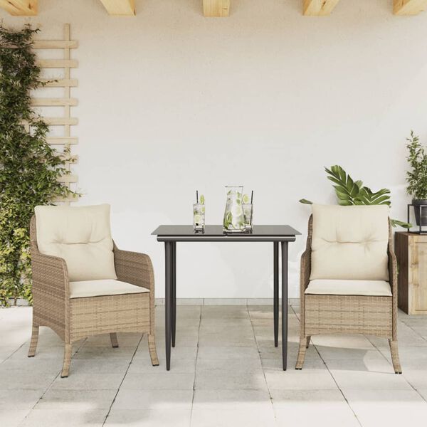 vidaXL Set da Pranzo da Giardino 5 pz con Cuscini Beige in Polyrattan