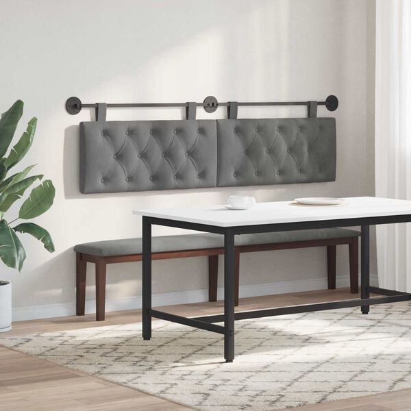 vidaXL Testata appesa Grigio scuro 190 x 55 x 7 cm Velluto