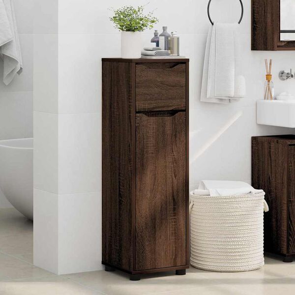 vidaXL Mobile da Bagno con cassetto Rovere Marrone 30,5 x 30 x 101 cm