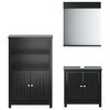 vidaXL Set Mobili da Bagno 3 pz BERG Nero in Legno Massello di Pino