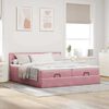 vidaXL Struttura Letto Pouf con Materassi Rosa 180x200 cm Velluto