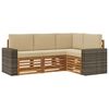 vidaXL Set divani con cuscino 4 pcs Legno di Acacia Massello