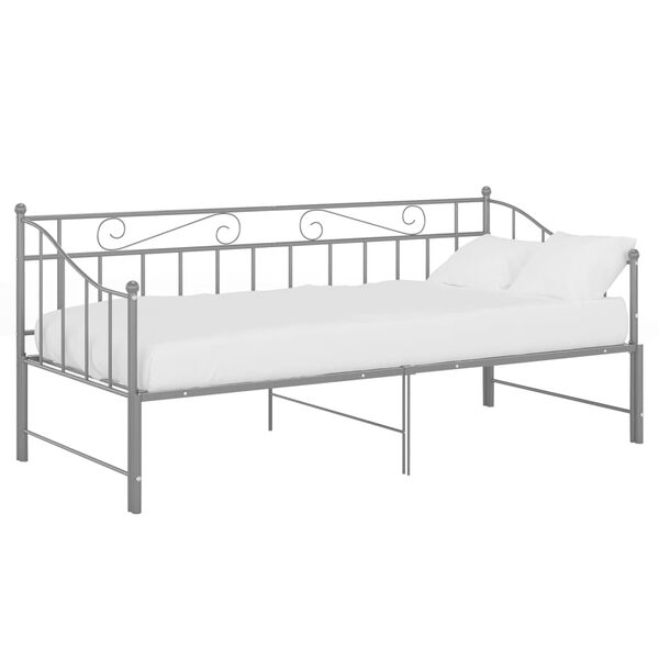 vidaXL Telaio Divano Letto Estraibile Grigio in Metallo 90x200 cm