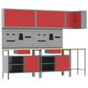 vidaXL Set di mobili da lavoro con cassetto 10 pz Rosso e Grigio