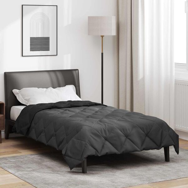 vidaXL Duvet Estivo Nero e antracite 220 x 135 cm Microfibra