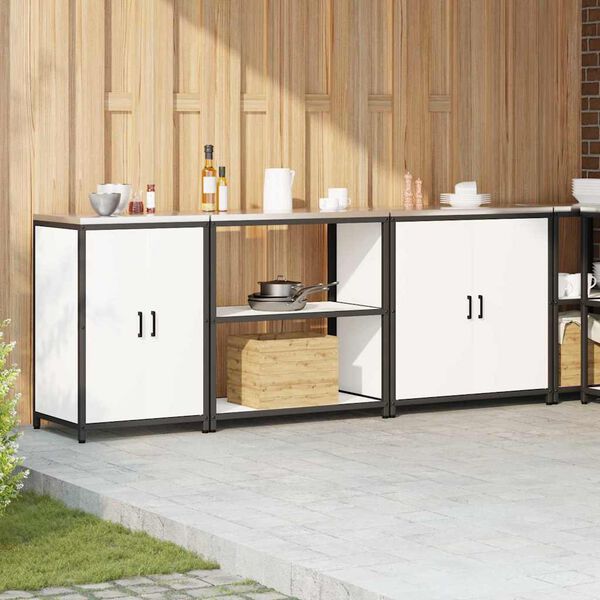 vidaXL Set di Stoccaggio per Cucina Altro 3 pcs Bianco Acciaio