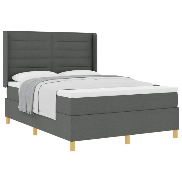 vidaXL Letto a molle con materasso Grigio scuro 140 x 190 cm Tessuto