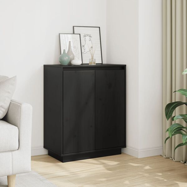 vidaXL Credenza Nera 60x34x75 cm in Legno Massello di Pino