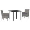 vidaXL Set da Pranzo per Giardino 3 pz Grigio polyrattan