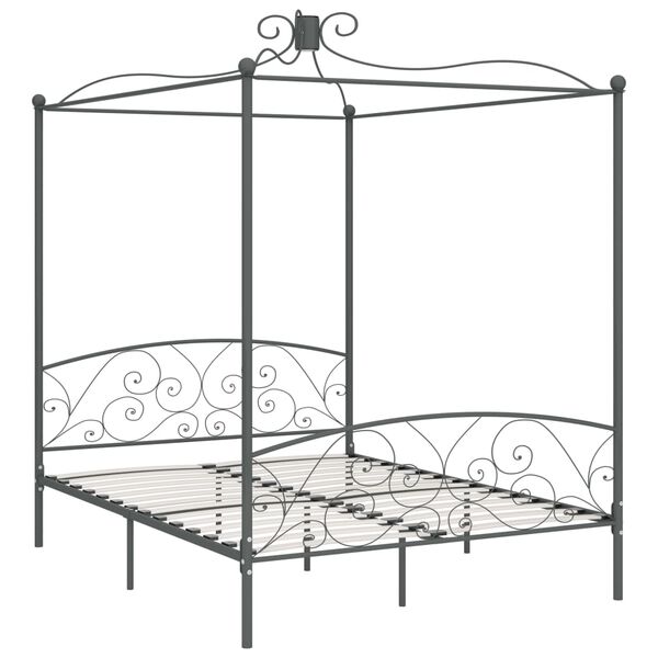 vidaXL Letto a Baldacchino Grigio in Metallo 180x200 cm