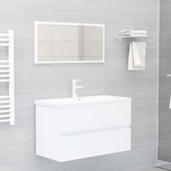 vidaXL Mobile con Lavabo Integrato Bianco in Legno Multistrato