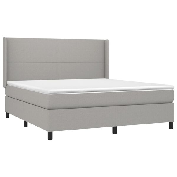 vidaXL Letto a Molle Materasso e LED Grigio Chiaro 160x200 cm Tessuto
