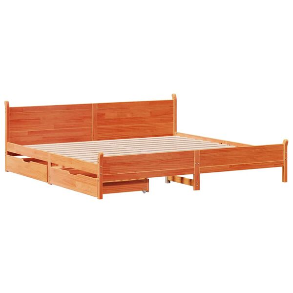 vidaXL Letto senza Materasso Marrone Cera 200x200 cm in Legno di Pino