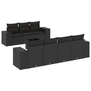vidaXL Set Divani da Giardino con Cuscini 8 pz Nero in Polyrattan