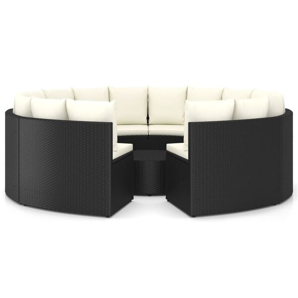 vidaXL Set Divani da Giardino 9 pz con Cuscini in Polyrattan Nero