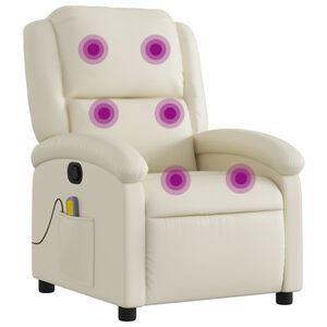 vidaXL Poltrona da Massaggiante Reclinabile Crema Similpelle