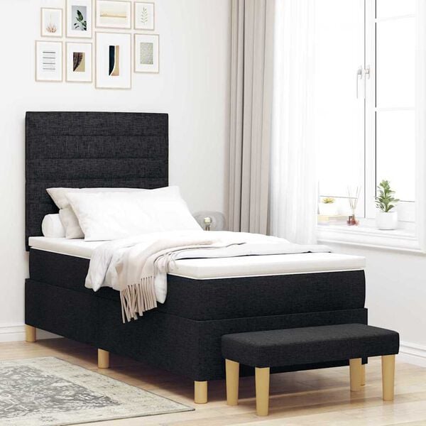 vidaXL Letto a molle con materasso Nero 100 x 200 cm Tessuto