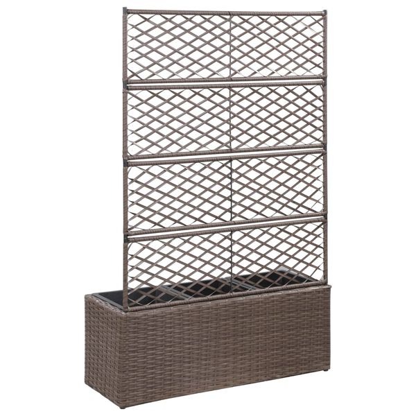 vidaXL Leto Rialzato Traliccio 3 Vasi 83x30x130 cm Polyrattan Marrone