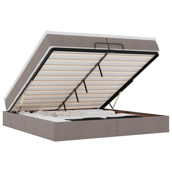 vidaXL Struttura Letto Pouf con Materassi Tortora 200x200 cm Tessuto