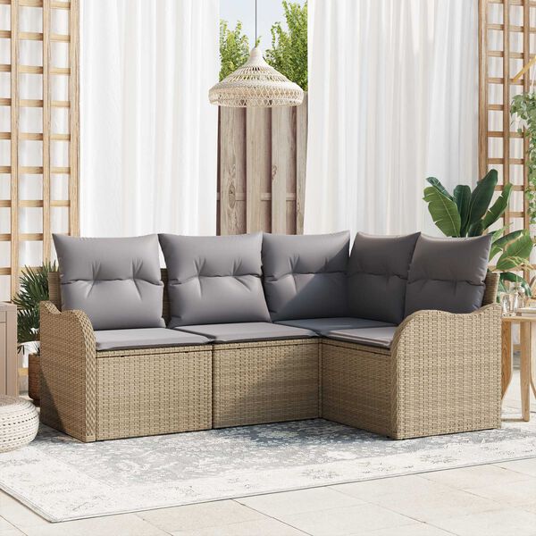 vidaXL Set Divano da Giardino 4 pcs Beige polyrattan