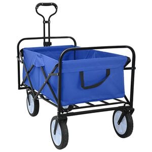 vidaXL Carrello della spesa pieghevole con freni Blu 94 x 53 x 99 cm